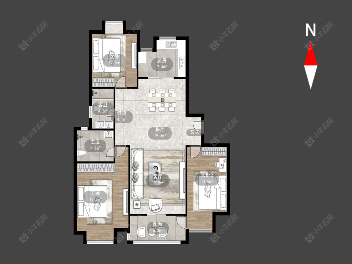 府翰苑西区房源户型图 常州府翰苑西区在售二手房源户型图_小牛看房