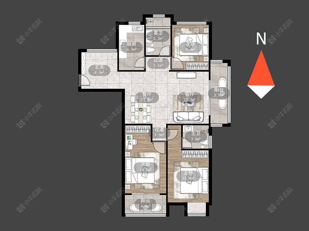 德禾豪景房源户型图 常州德禾豪景在售二手房源户型图_小牛看房