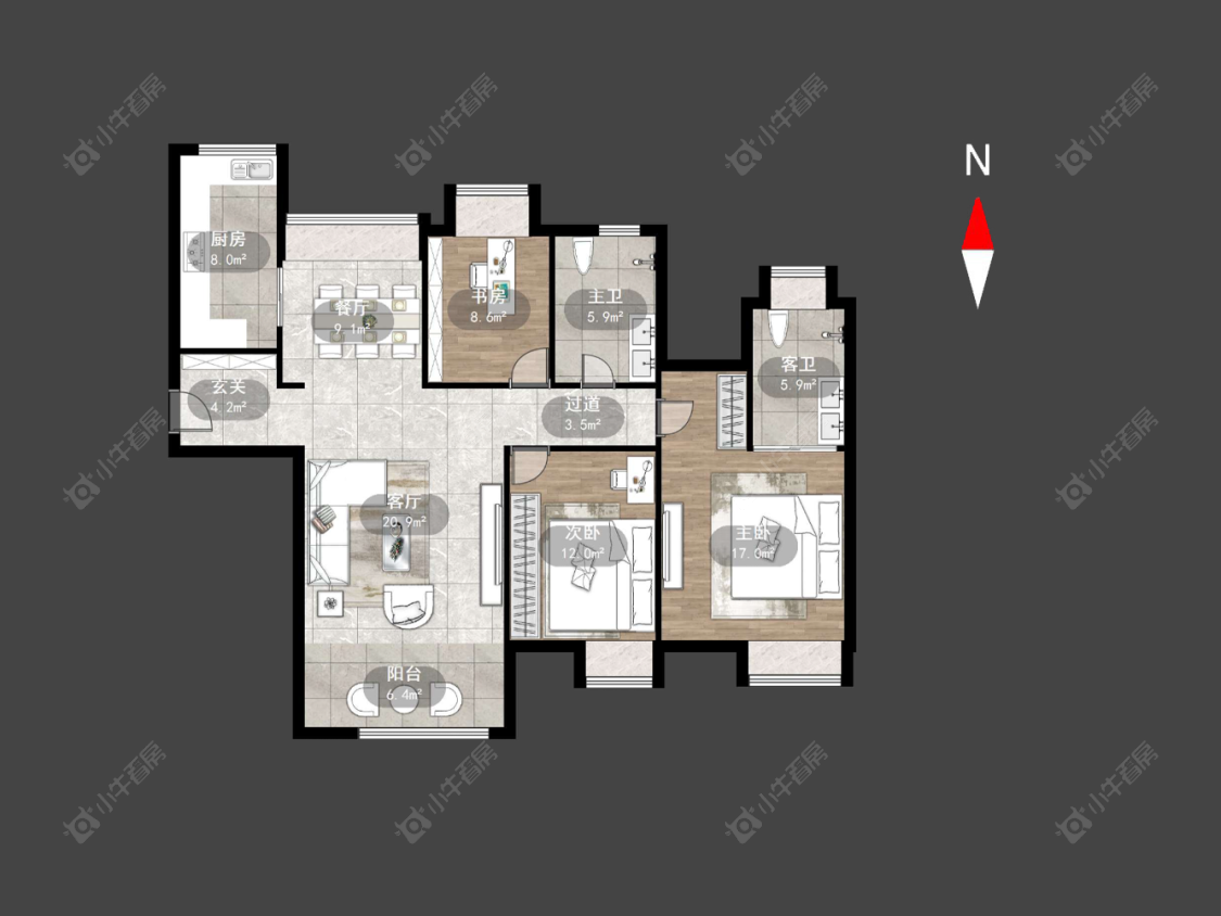 世茂香槟湖一期房源户型图 常州世茂香槟湖一期在售二手房源户型图_小牛看房