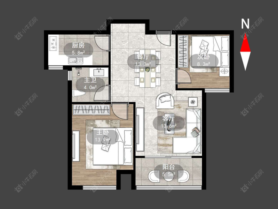 常州新城香溢澜桥一期在售二手房源户型图_小牛看房