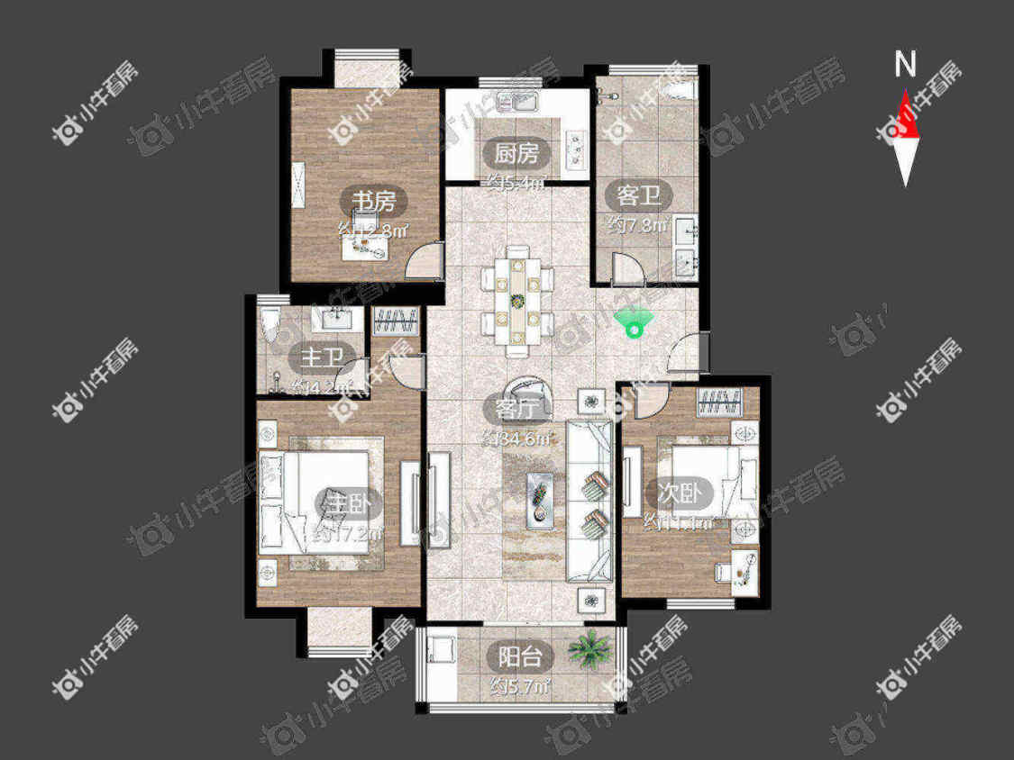 常州陈渡新苑3室2厅2卫出租_小牛看房