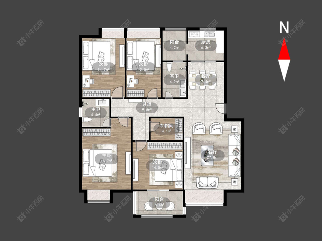 常州世茂香槟湖二期在售二手房源户型图_小牛看房