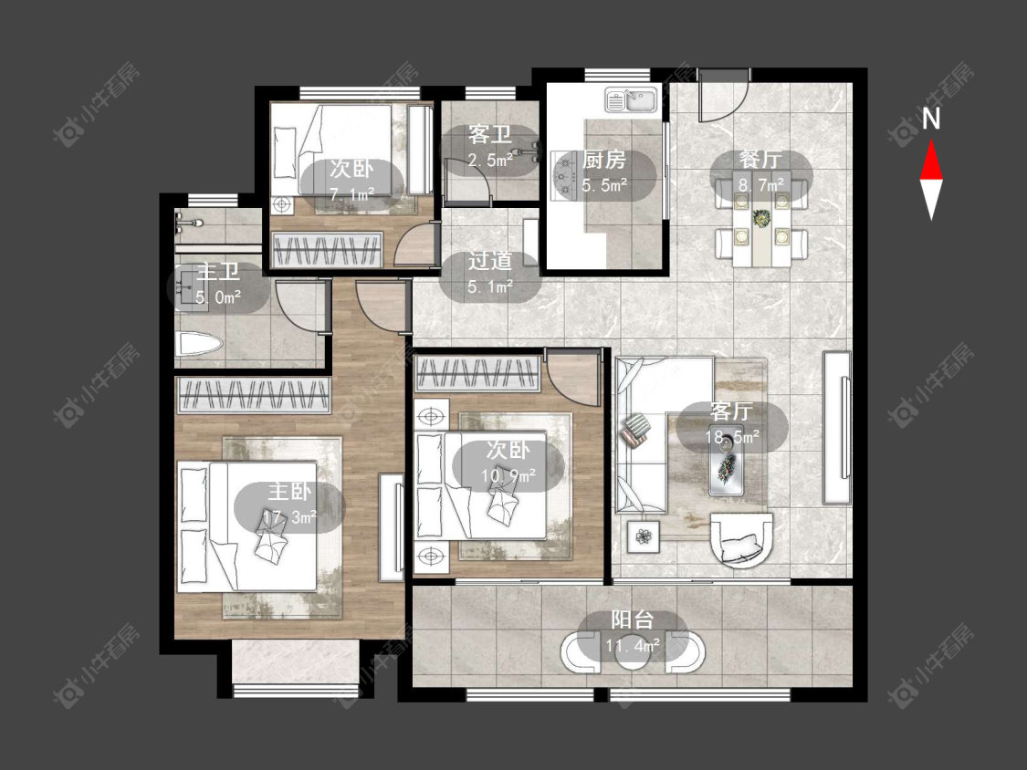 常州中梁金坛壹号院在售二手房源户型图_小牛看房