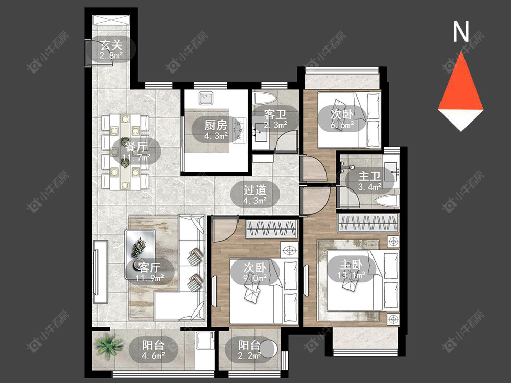 常州美的金科公园天下在售二手房源户型图_小牛看房
