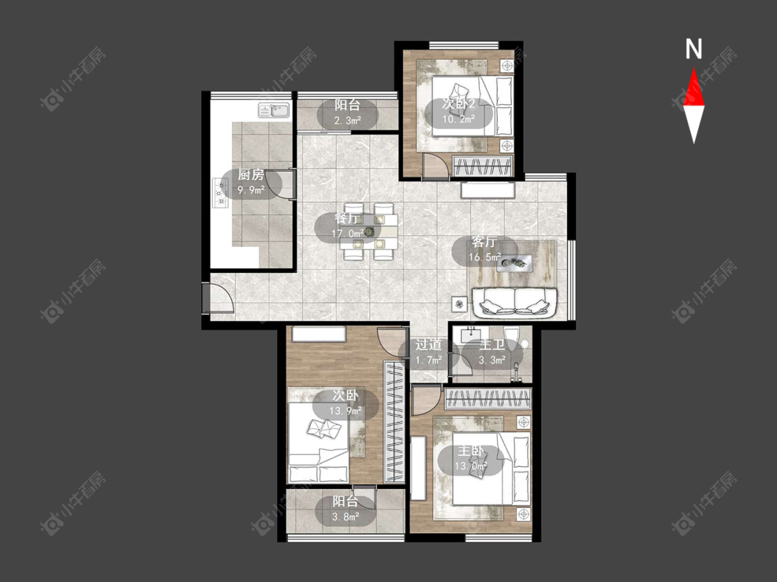 常州世纪华城西区在售二手房源户型图_小牛看房