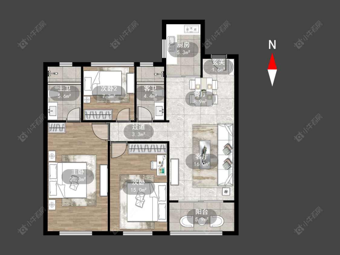 常州牡丹水岸国际在售二手房源户型图_小牛看房