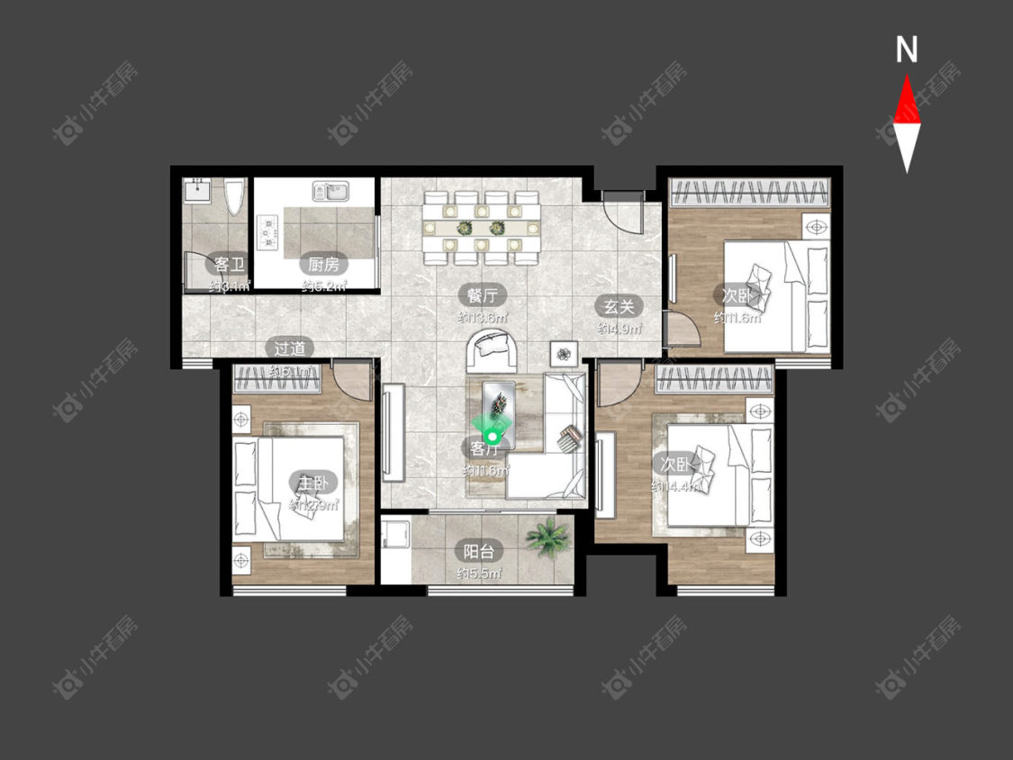 常州世茂香槟湖三期在售二手房源户型图_小牛看房