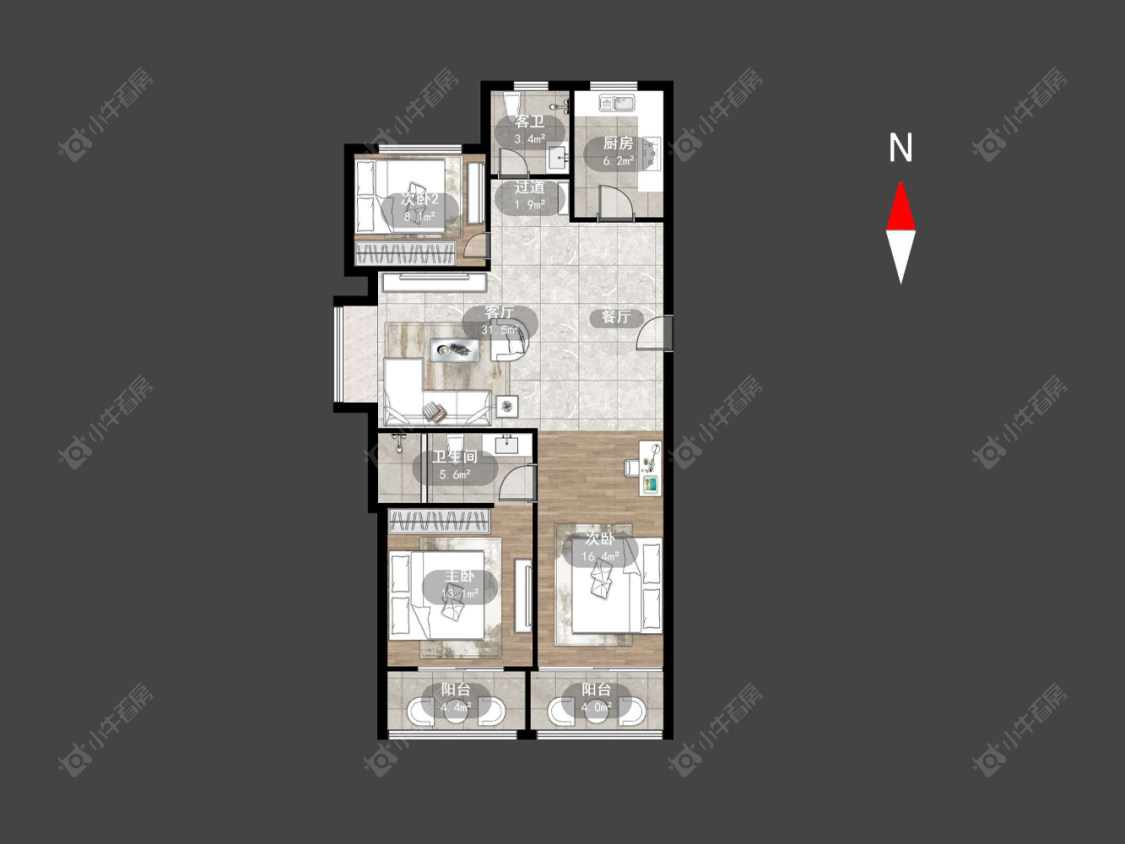 常州世茂香槟湖五期在售二手房源户型图_小牛看房