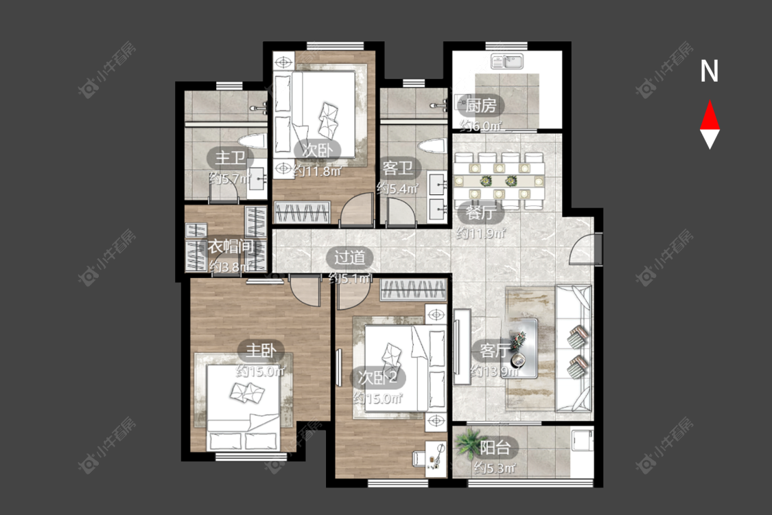 常州新城香溢澜桥二期在售二手房源户型图_小牛看房
