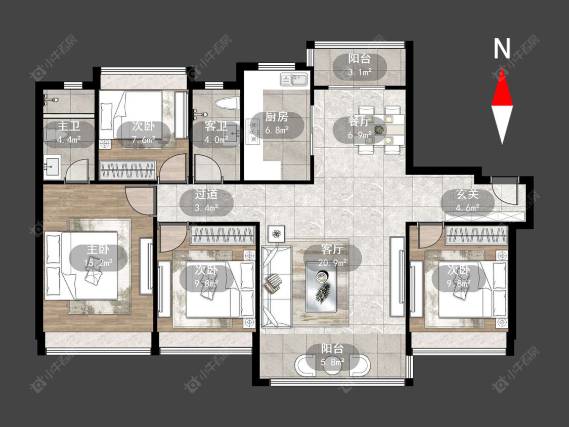 常州碧桂园新月时光在售二手房源户型图_小牛看房