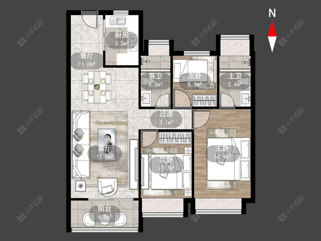 常州万达光语未来一期在售二手房源户型图_小牛看房