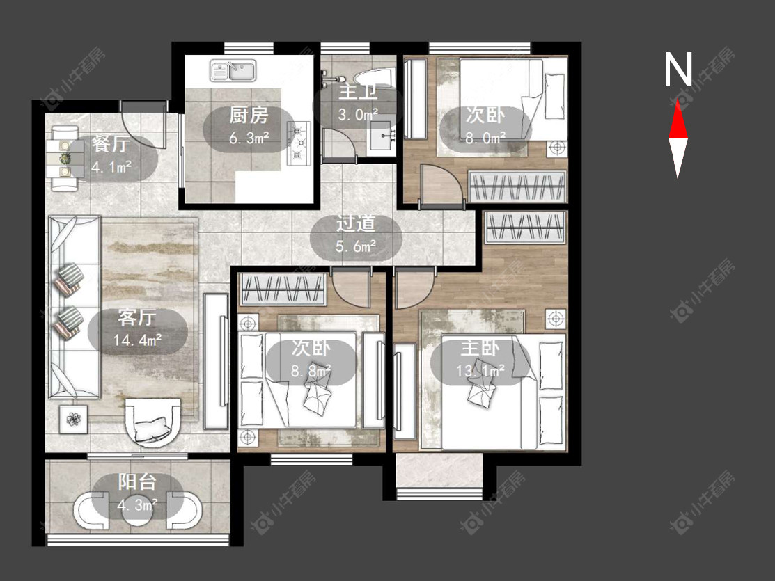 常州华润国际四期在售二手房源户型图_小牛看房