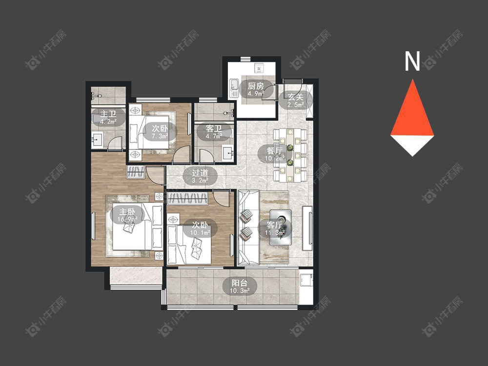 常州三盛汝悦春秋在售二手房源户型图_小牛看房