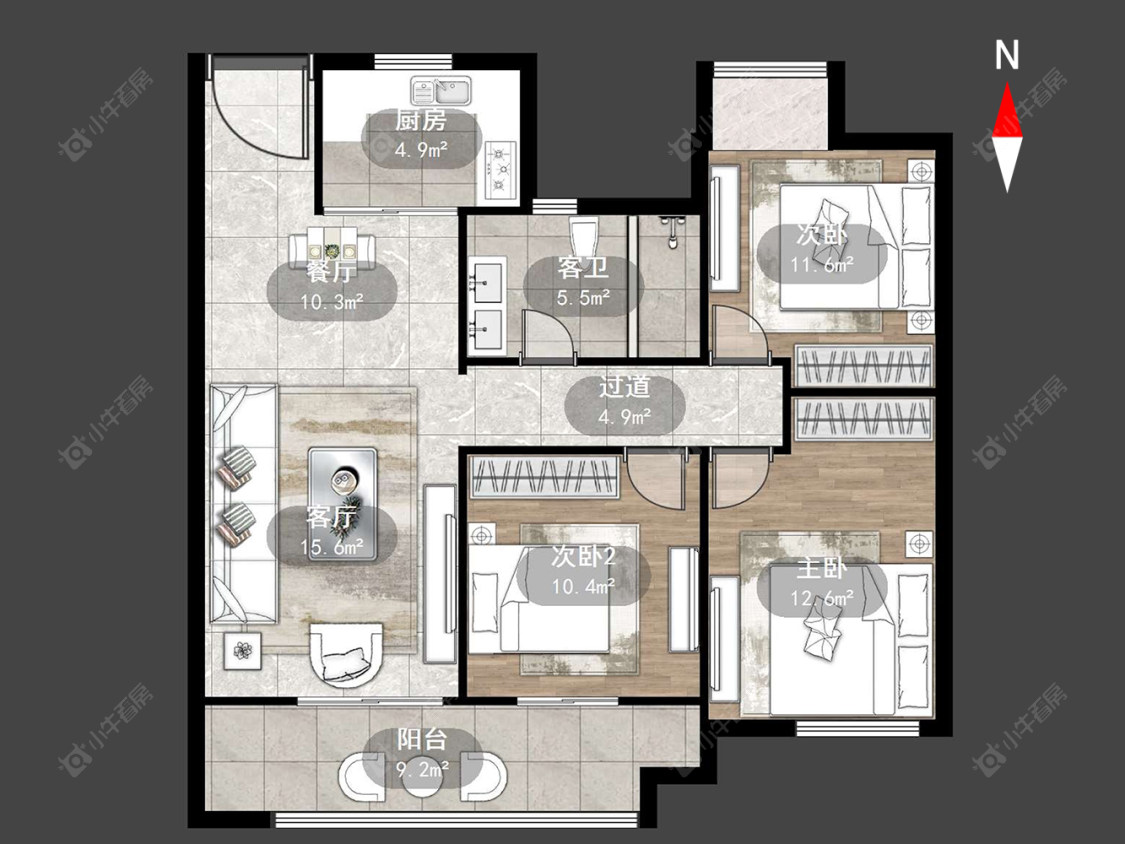 牡丹招商公园学府房源户型图 常州牡丹招商公园学府在售二手房源户型图_小牛看房