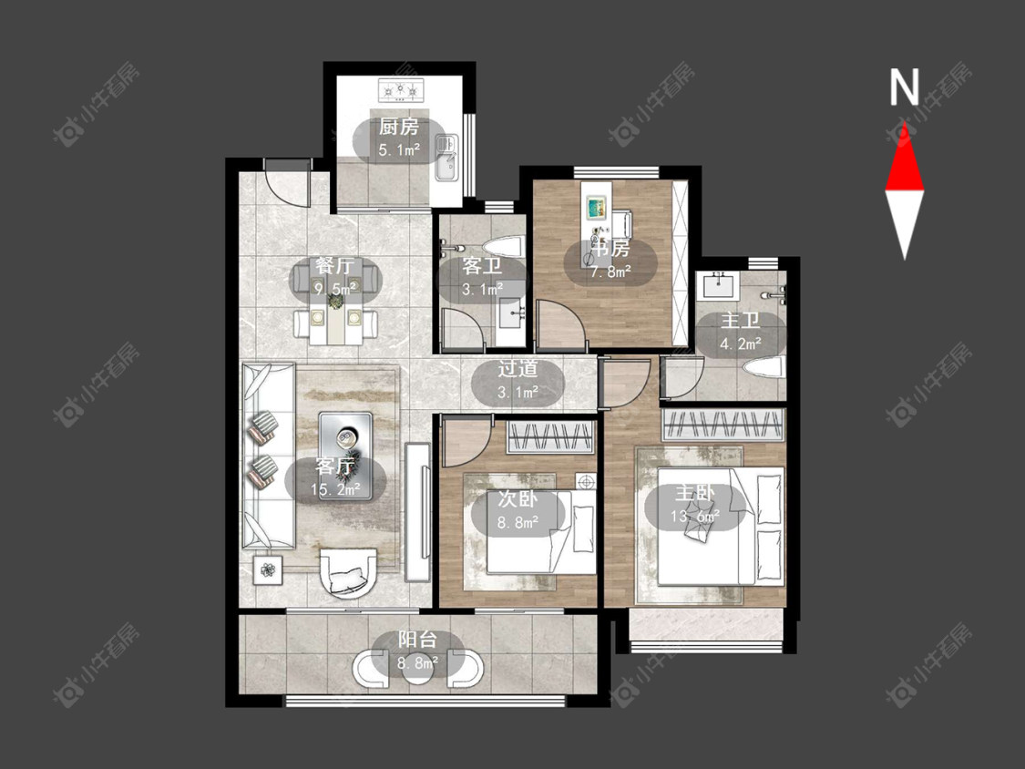 常州中梁金科启宸在售二手房源户型图_小牛看房