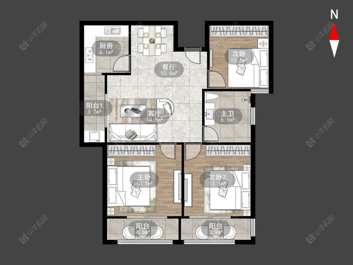 龙德花园房源户型图 常州龙德花园在售二手房源户型图_小牛看房