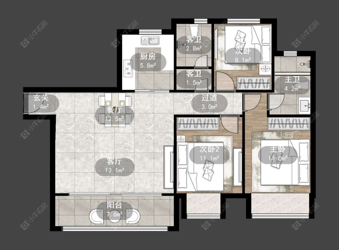 常州万科弘阳君望甲第在售二手房源户型图_小牛看房