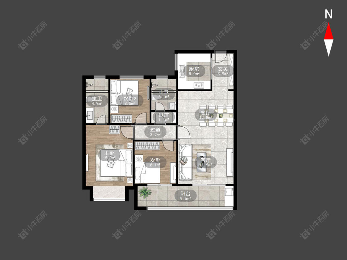 常州美的旭辉天赋在售二手房源户型图_小牛看房