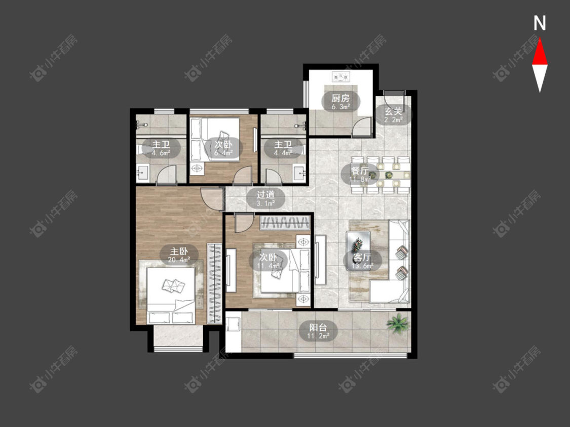 常州港悦府在售二手房源户型图_小牛看房