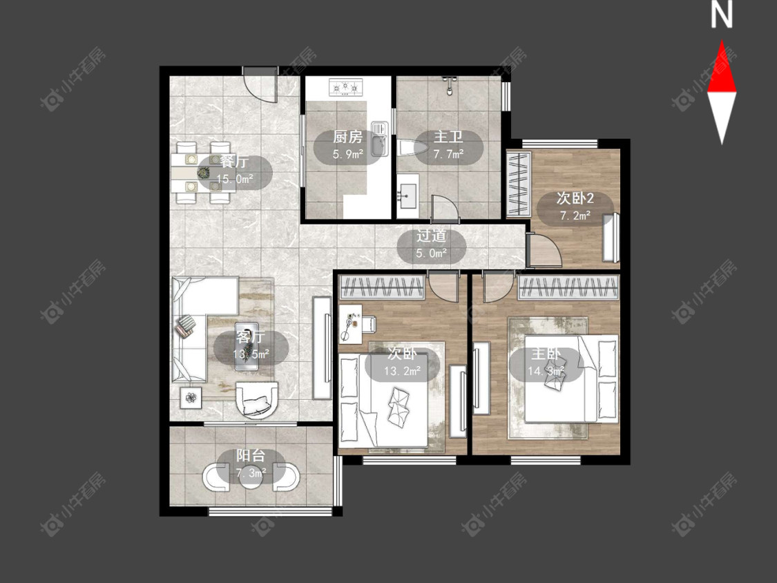 常州御河湾在售二手房源户型图_小牛看房