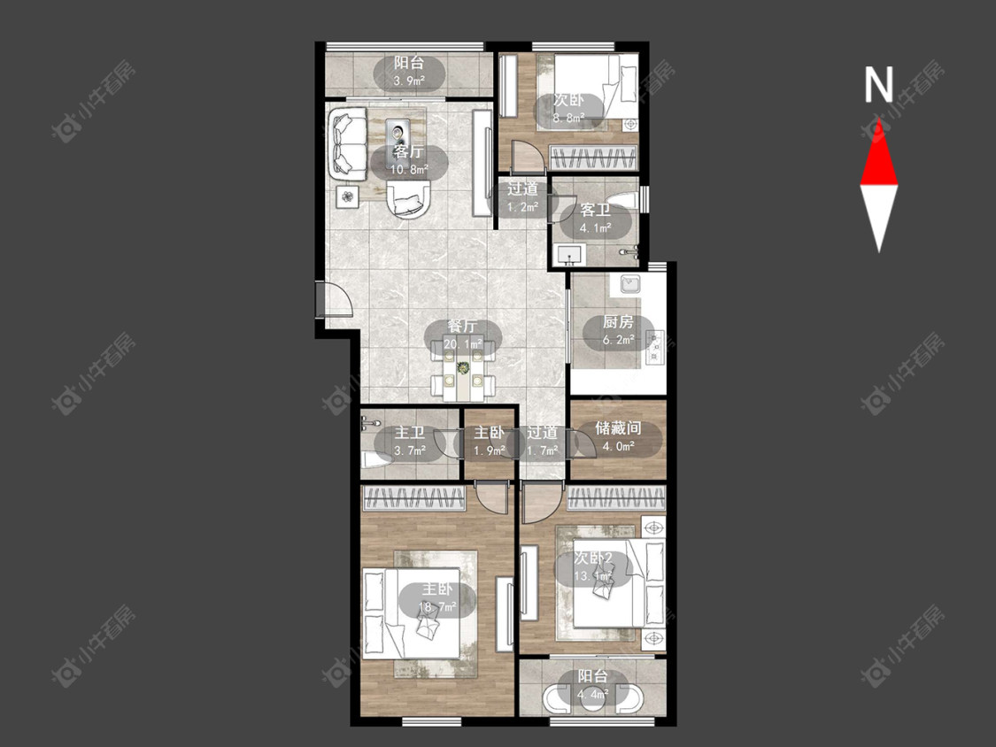 常州新利财富广场在售二手房源户型图_小牛看房
