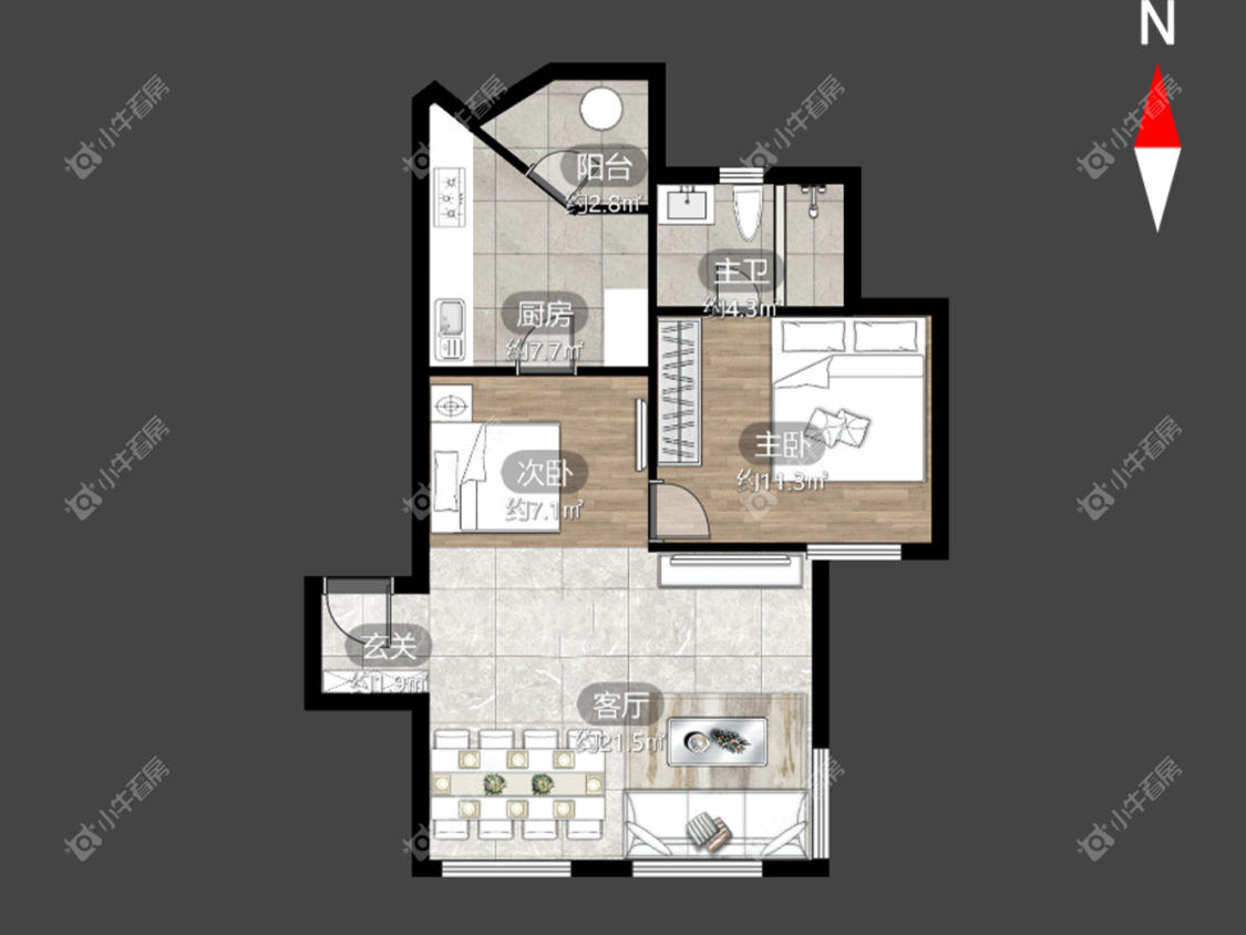 常州福康宁花园在租房源户型图_小牛看房