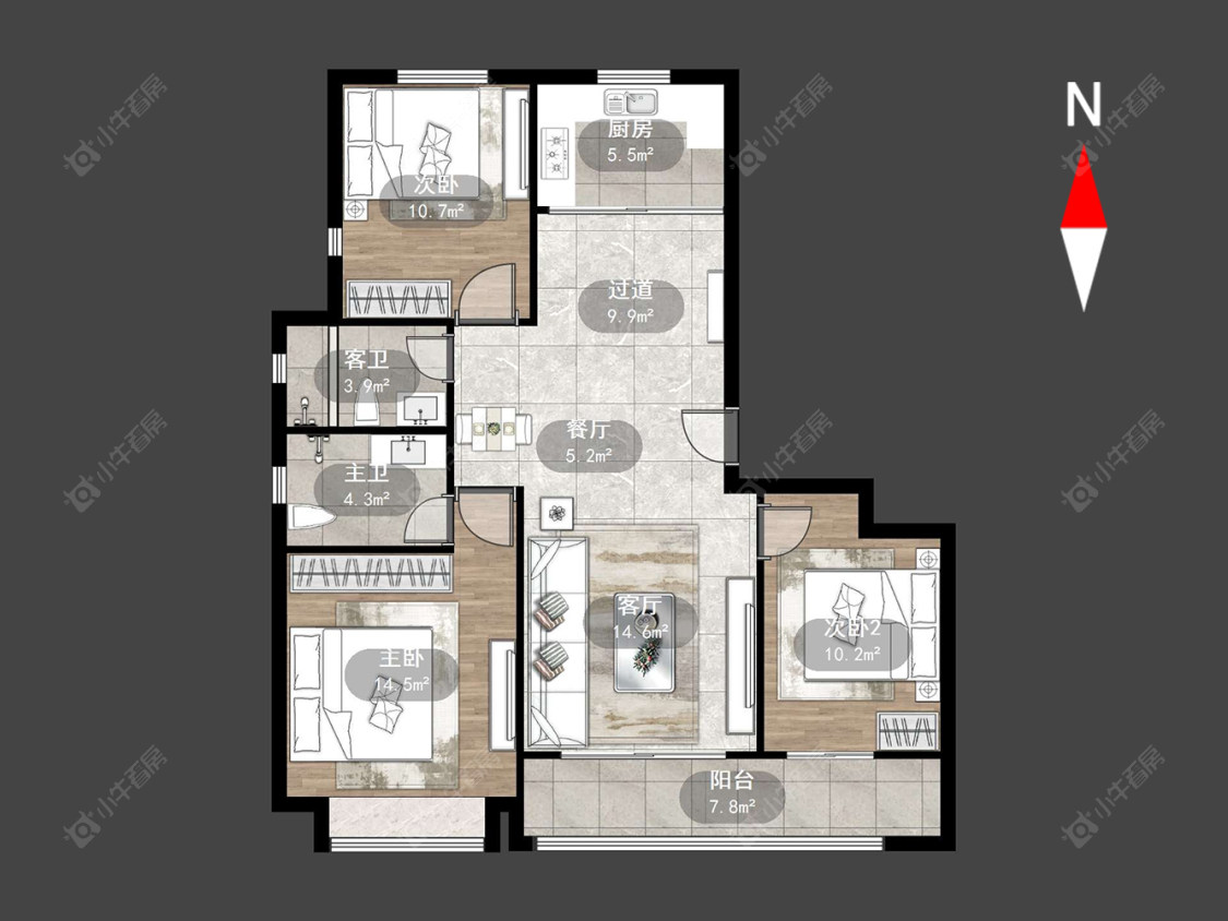 常州三江公园在售二手房源户型图_小牛看房