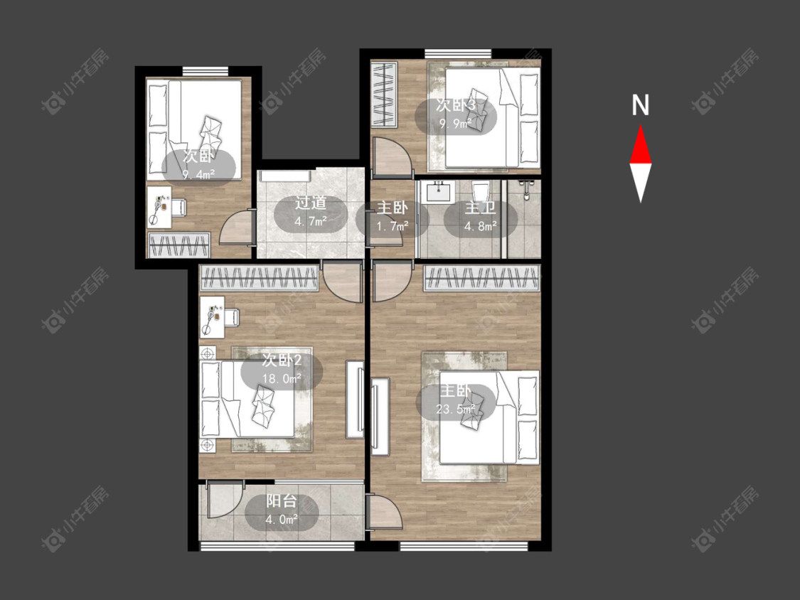 常州圩塘三村在售二手房源户型图_小牛看房