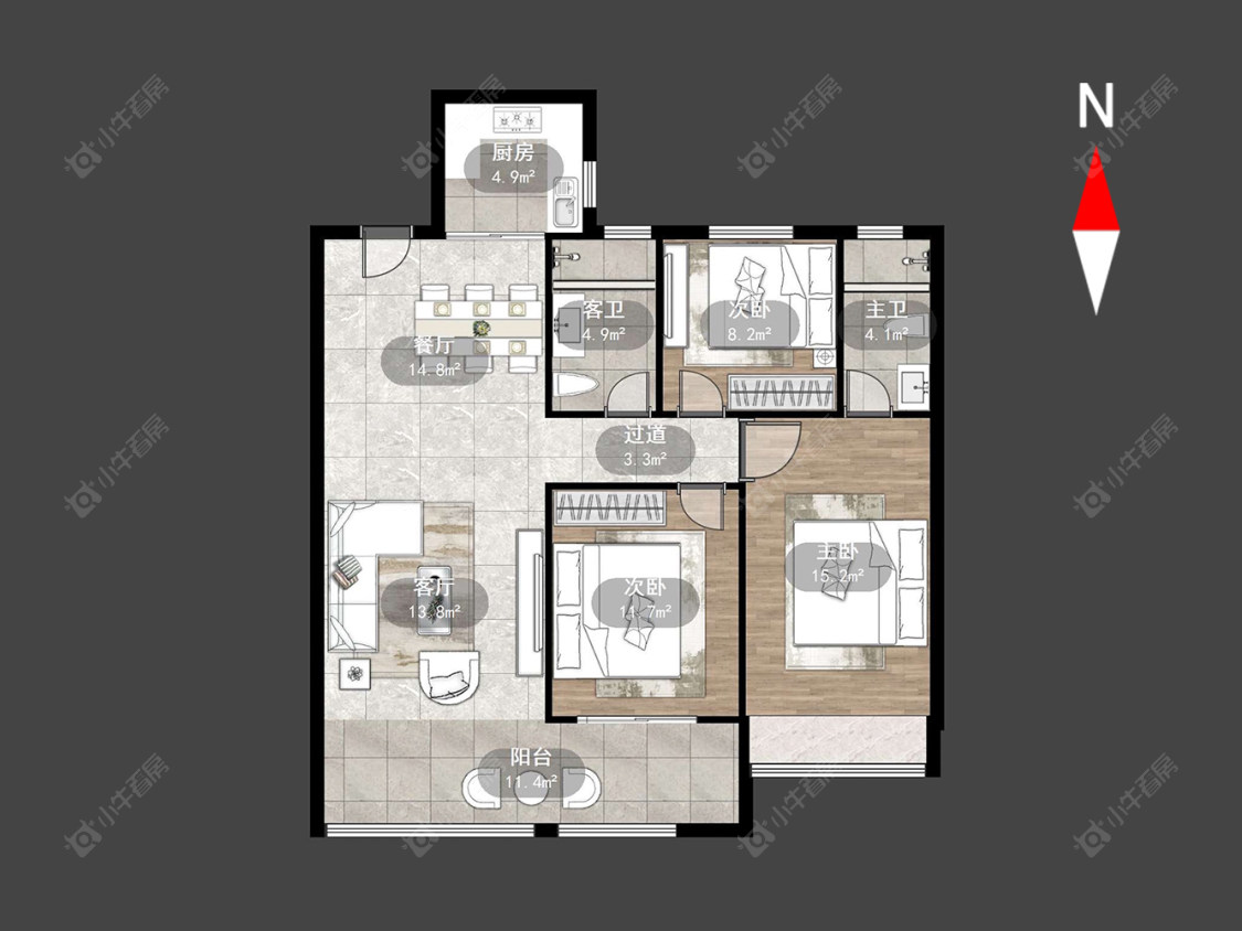 龙湖景粼天著房源户型图 常州龙湖景粼天著在售二手房源户型图_小牛看房