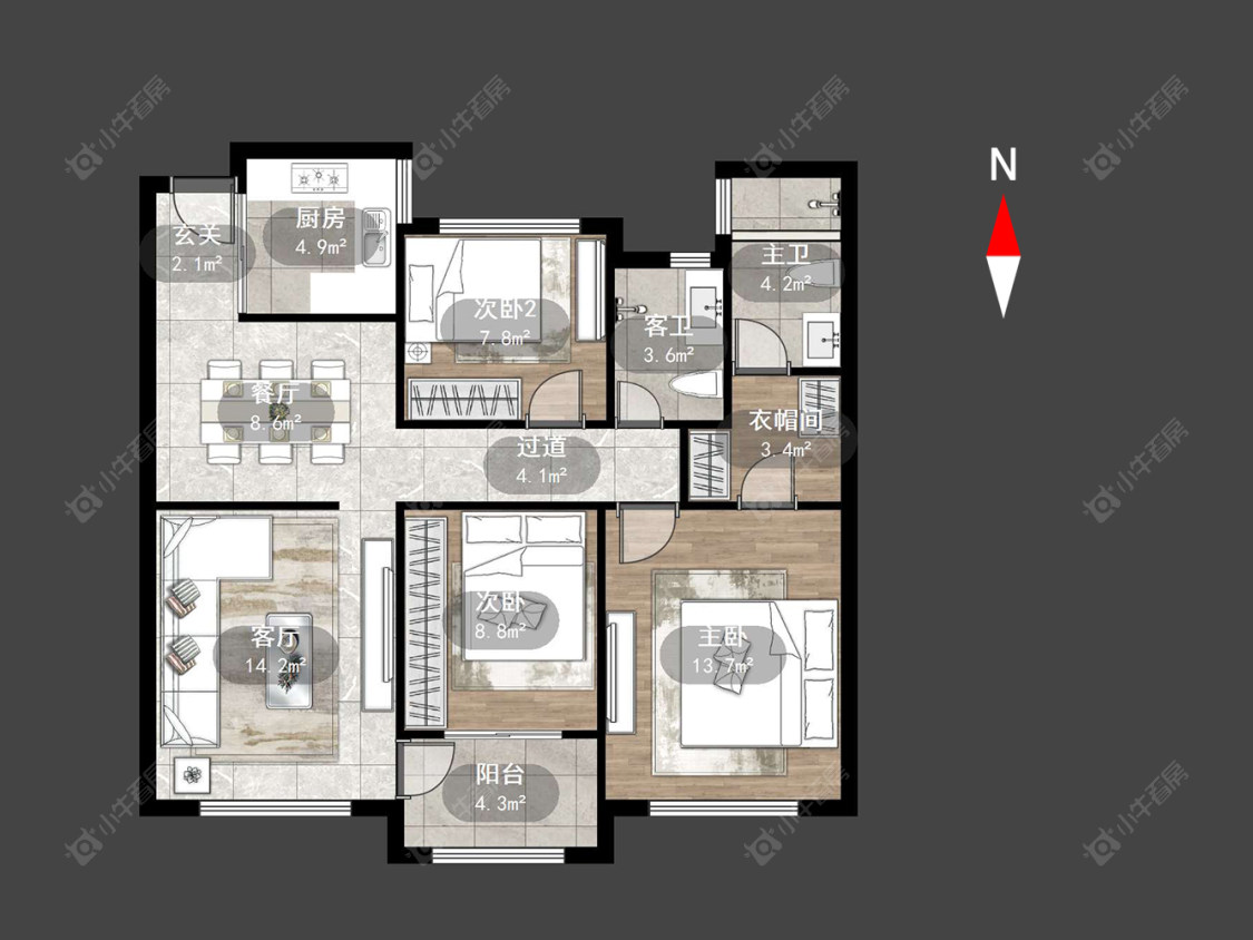 常州金地格林郡在售二手房源户型图_小牛看房