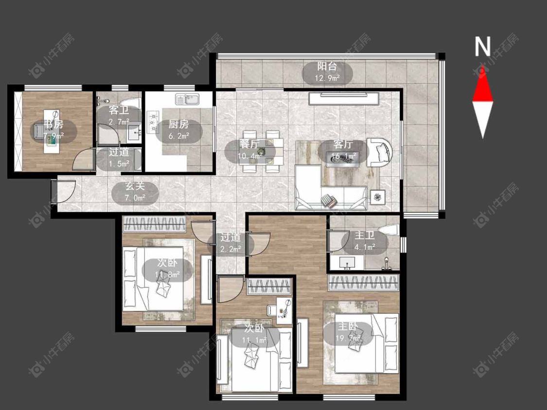 莱蒙城中央府西区房源户型图 常州莱蒙城中央府西区在售二手房源户型图_小牛看房